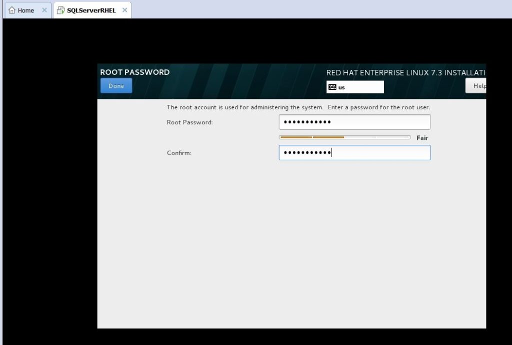 root password