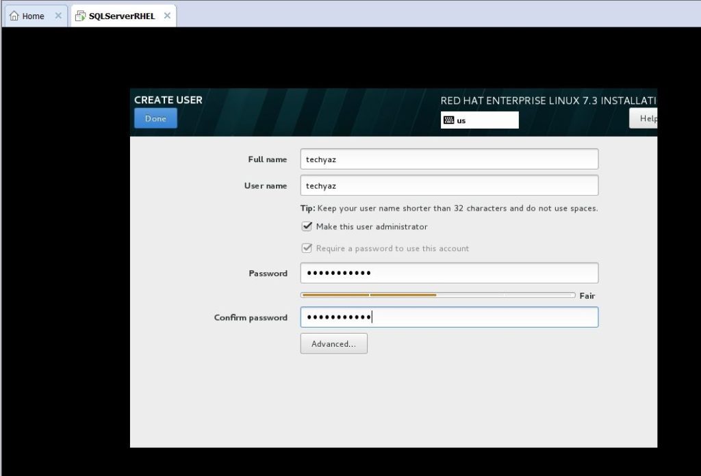 user creation