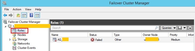 failover cluster manager status