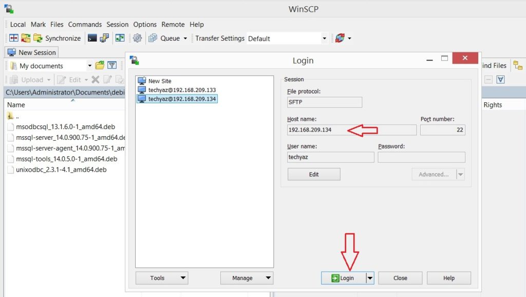 Connect to WinSCP
