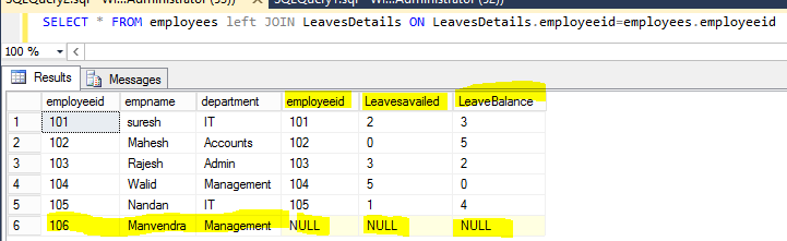 Left Join Example