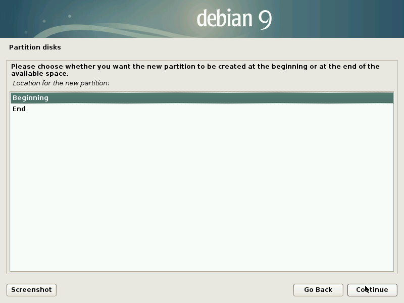 Select Partition Location