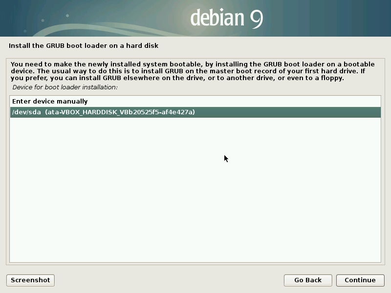 Install the GRUB boot Loader