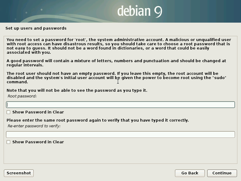 Set the root password