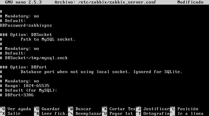 edit the zabbix configuration file