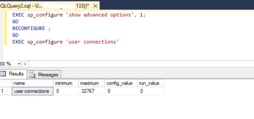 check user connections in sp_configure