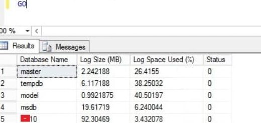 Check Log space utilization using dbcc sqlperf