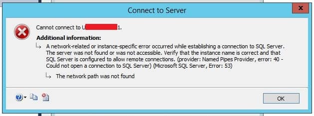 error occurred while retrieving local database names