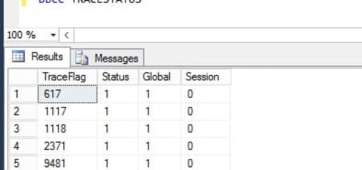 dbcc tracestatus post deactivating a trace